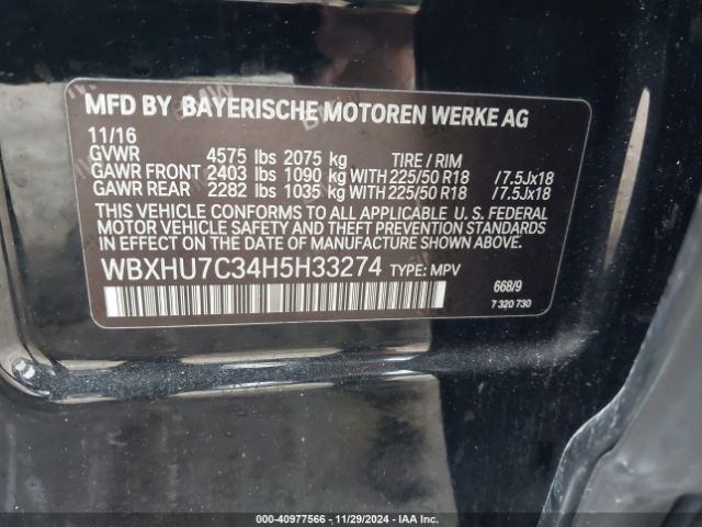 WBXHU7C34H5H33274 BMW X1 Sdrive28i