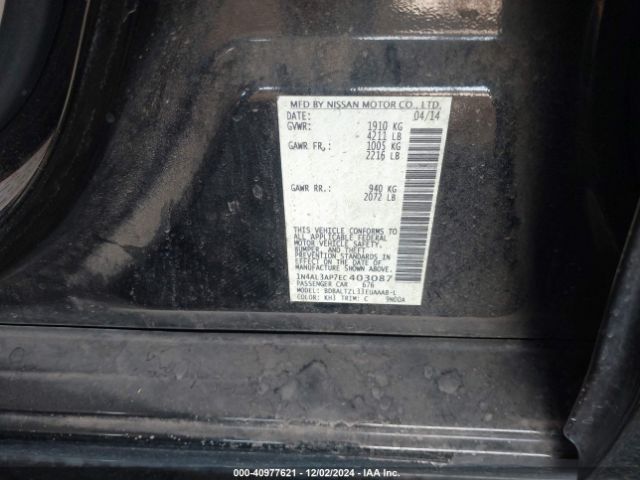 1N4AL3AP7EC403087 Nissan Altima 2.5 Sv