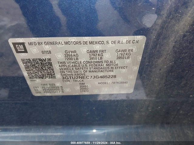 GMC Sierra 1500 Slt 2018 3GTU2NEC7JG485228 Image 9