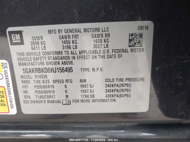 5GAKRBKD6HJ156495 Buick Enclave Leather