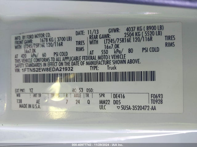 Ford E-250 Commercial 2014 1FTNS2EW8EDA21932 Image 9