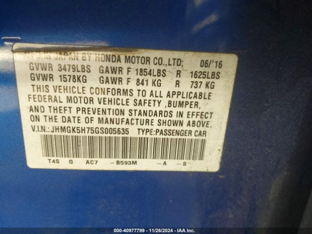 JHMGK5H75GS005635 Honda FIT EX