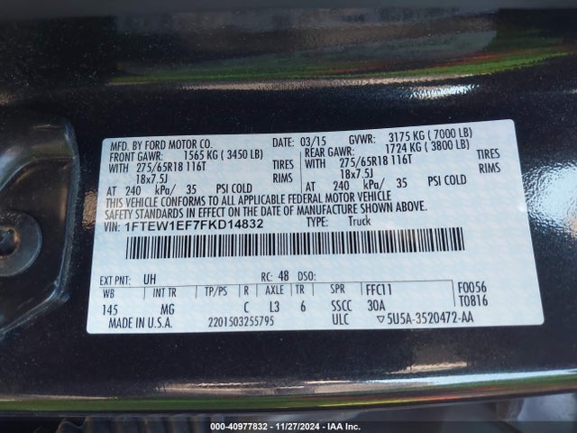 Ford F-150 Xlt 2015 1FTEW1EF7FKD14832 Image 9