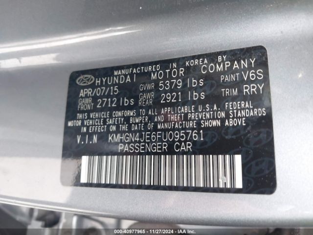 KMHGN4JE6FU095761 Hyundai Genesis 3.8