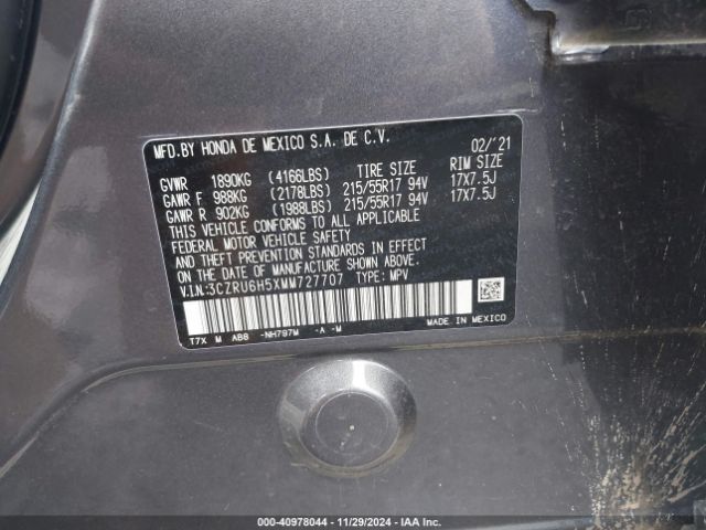 3CZRU6H5XMM727707 Honda Hr-v Awd Ex