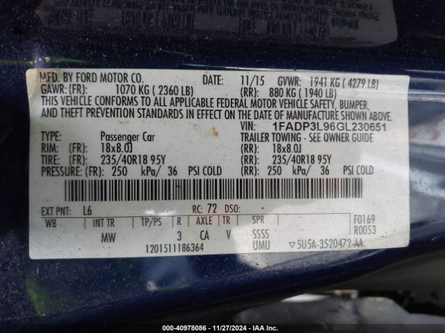 1FADP3L96GL230651 Ford FOCUS ST