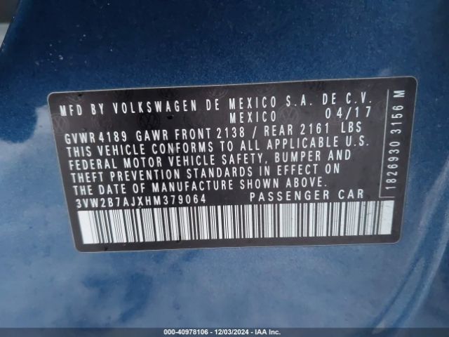 3VW2B7AJXHM379064 Volkswagen Jetta 1.4t S