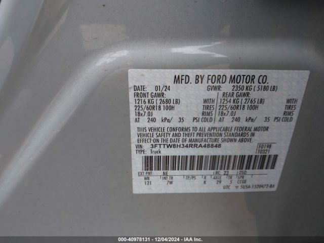 3FTTW8H34RRA48848 Ford Maverick Xlt