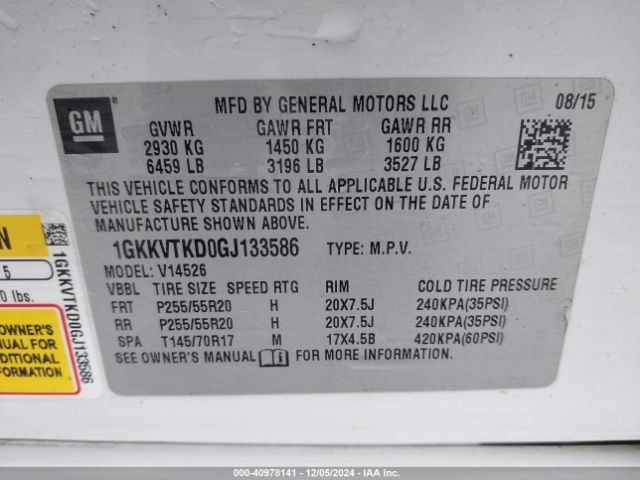 1GKKVTKD0GJ133586 GMC Acadia Denali