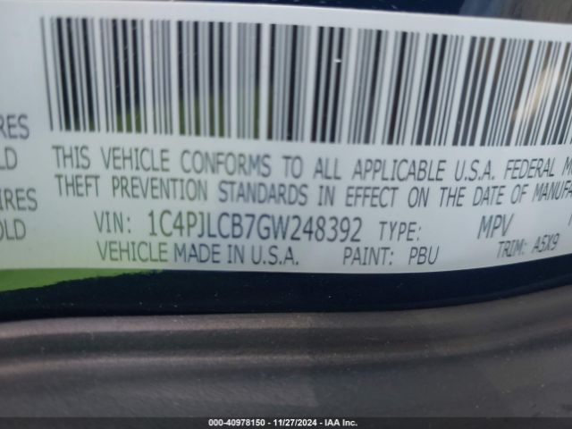 1C4PJLCB7GW248392 Jeep Cherokee Latitude