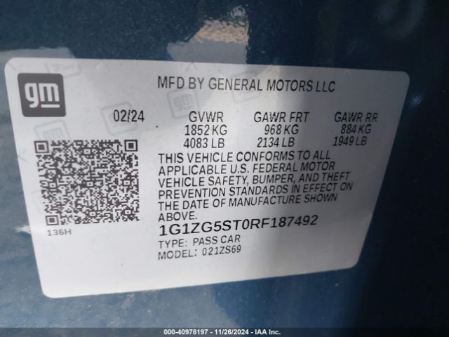 1G1ZG5ST0RF187492 Chevrolet Malibu Fwd Rs