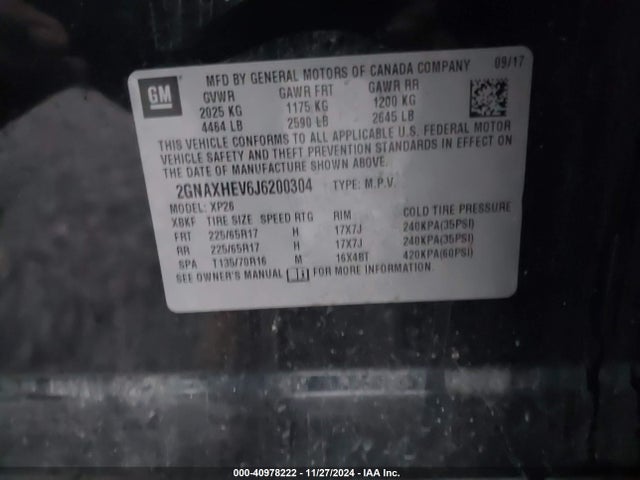 Chevrolet EQUINOX LS 2018 2GNAXHEV6J6200304 Image 9