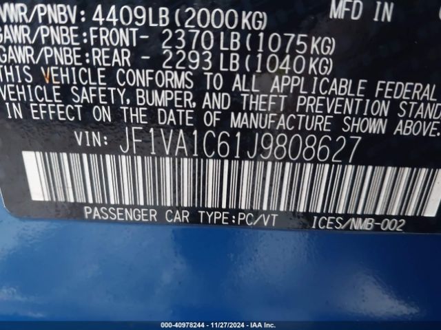 JF1VA1C61J9808627 Subaru Wrx Premium