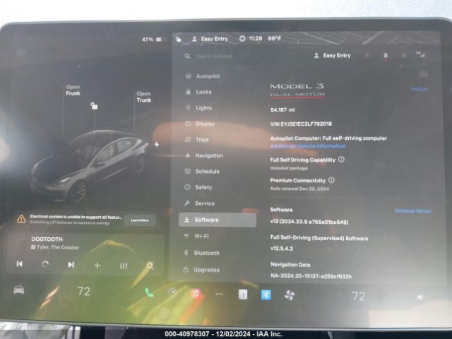 5YJ3E1EC2LF792018 Tesla Model 3 Performance Dual Motor All-wheel Drive