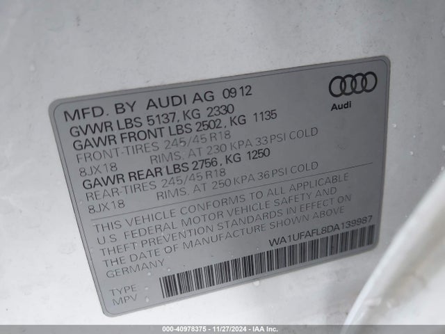 2013 AUDI ALLROAD WA1UFAFL8DA139987 Photo 8