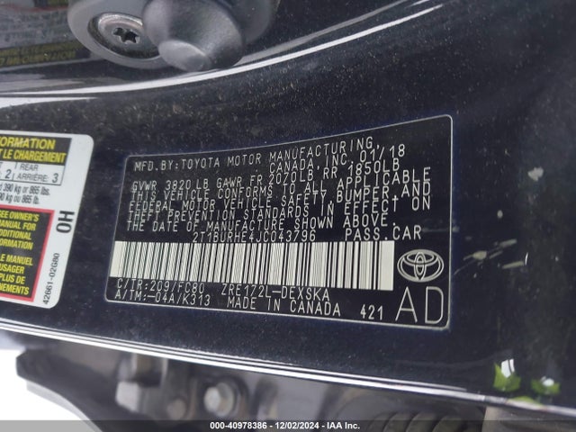 Toyota COROLLA SE 2018 2T1BURHE4JC043796 Image 9