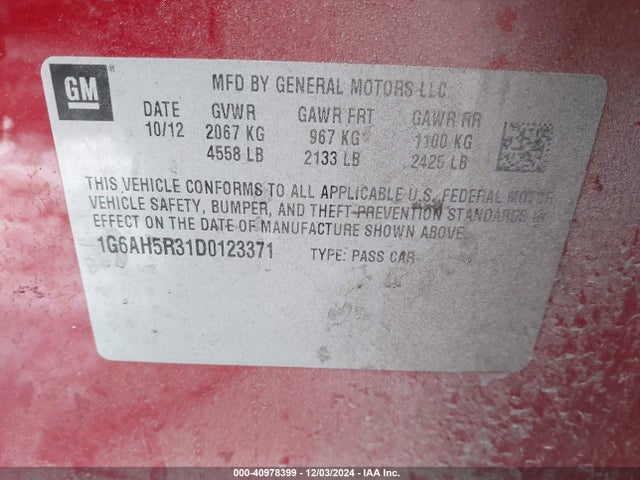 2013 CADILLAC ATS 1G6AH5R31D0123371 Photo 8