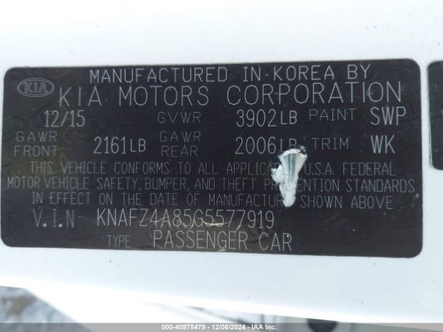 KNAFZ4A85G5577919 KIA FORTE EX