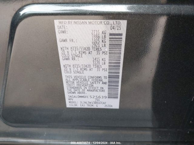 5N1AL0MM6FC525639 Infiniti QX60