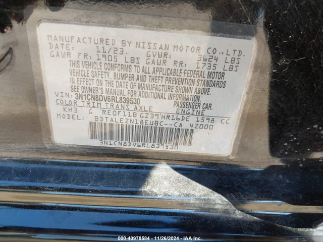 Nissan Versa 1.6 S 2024 3N1CN8DV6RL839530 Image 9