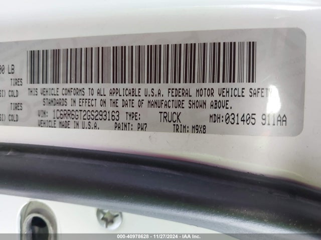 1C6RR6GT2GS293163 RAM 1500 Big Horn