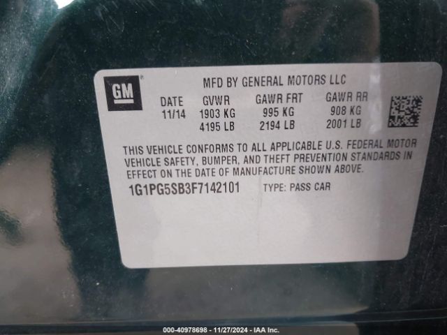 1G1PG5SB3F7142101 Chevrolet CRUZE LTZ