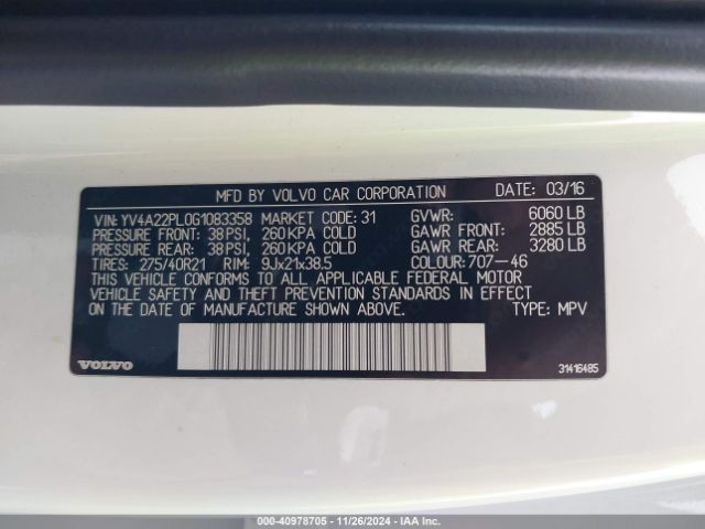 YV4A22PL0G1083358 Volvo Xc90 T6 Inscription