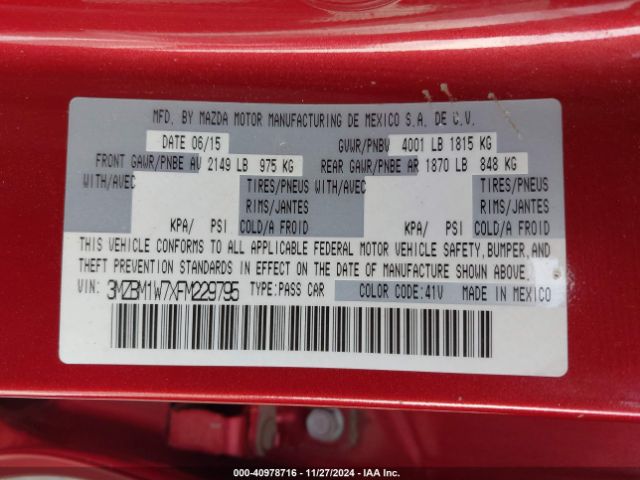 3MZBM1W7XFM229795 Mazda Mazda3 I Grand Touring