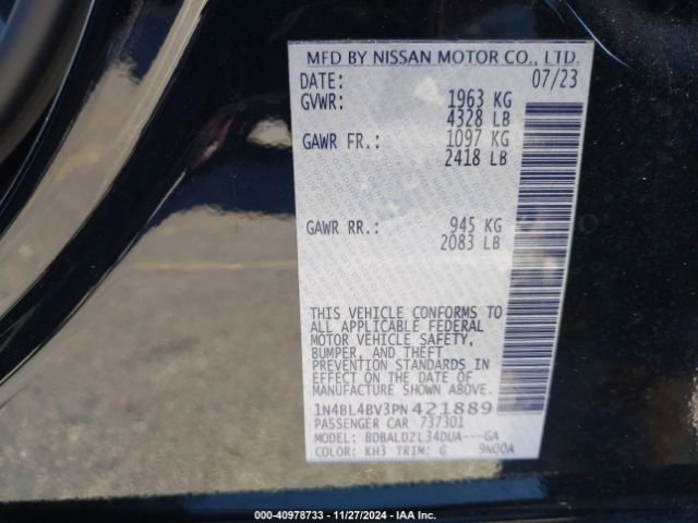 1N4BL4BV3PN421889 Nissan Altima S Fwd