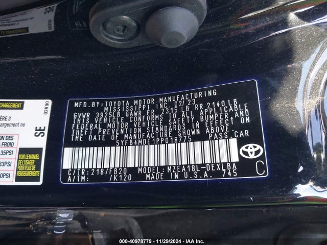 Toyota COROLLA LE 2023 5YFB4MDE1PP018775 Image 9