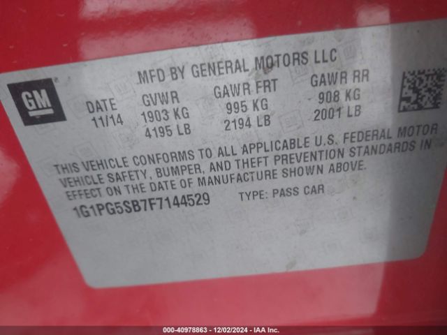 1G1PG5SB7F7144529 Chevrolet CRUZE LTZ