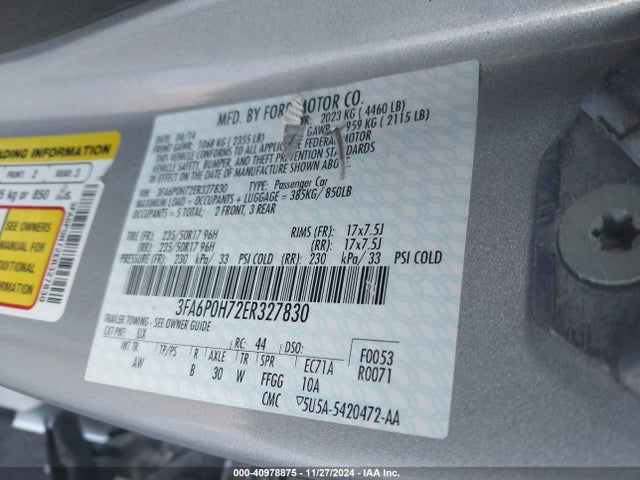 Ford FUSION SE 2014 3FA6P0H72ER327830 Image 9