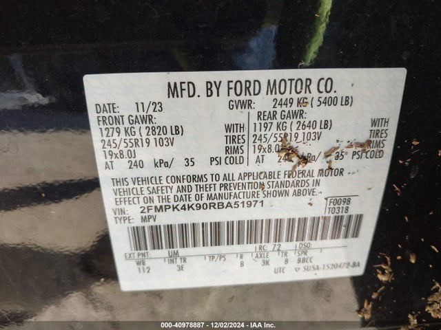 Ford Edge Titanium 2024 2FMPK4K90RBA51971 Image 9