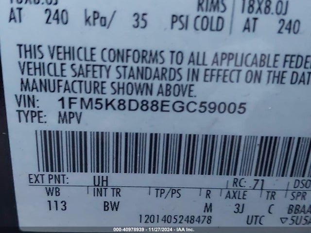 Ford EXPLORER XLT 2014 1FM5K8D88EGC59005 Image 9