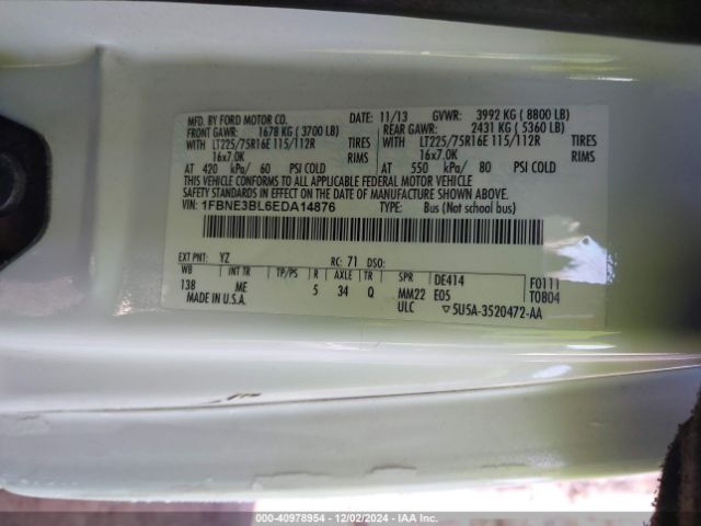 1FBNE3BL6EDA14876 Ford E-350 Super Duty Xlt