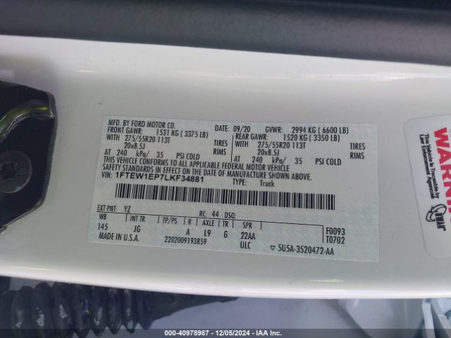 1FTEW1EP7LKF34881 Ford F-150 Xl