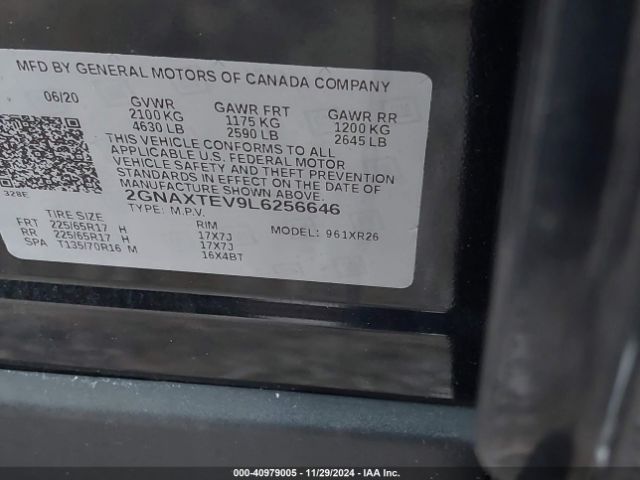 2GNAXTEV9L6256646 Chevrolet Equinox Awd 2fl