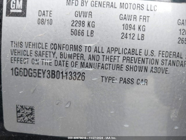 2011 CADILLAC CTS 1G6DG5EY3B0113326 Photo 8