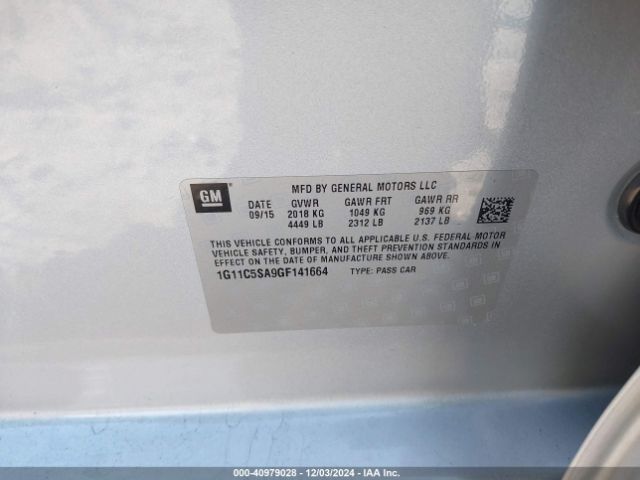 1G11C5SA9GF141664 Chevrolet Malibu Limited Lt