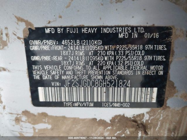 JF2SJGDC8GH521824 Subaru Forester 2.0xt Premium