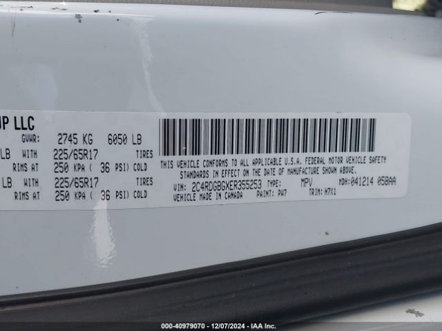 2C4RDGBGXER355253 Dodge Grand Caravan Se
