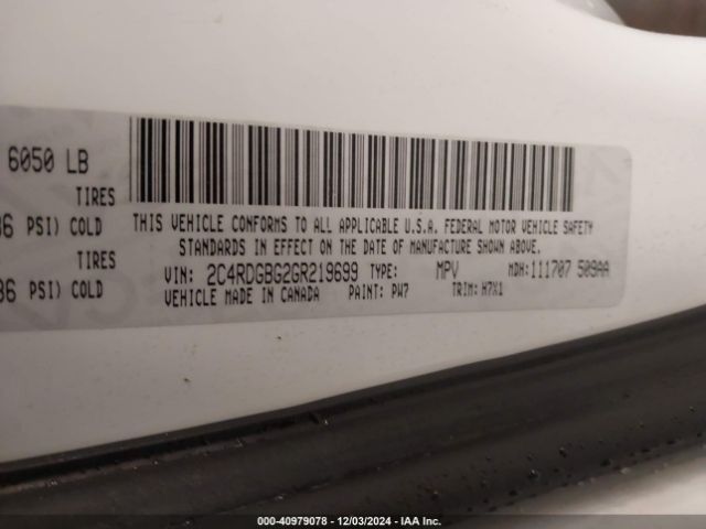2C4RDGBG2GR219699 Dodge Grand Caravan American Value Pkg