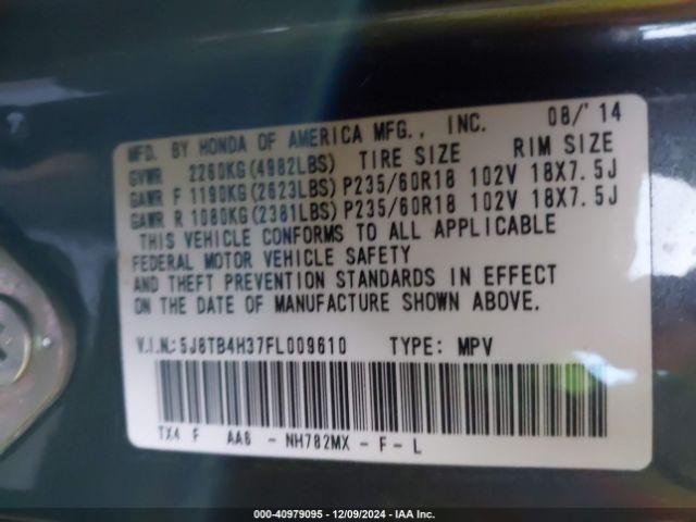 5J8TB4H37FL009610 Acura RDX