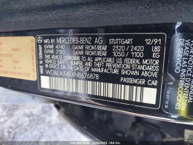 1992 MERCEDES-BENZ 400 WDBEA34EXNB676878 Photo 8
