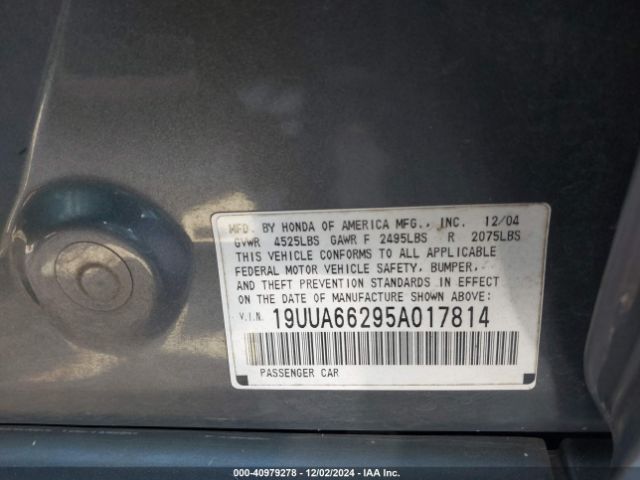 2005 ACURA TL 19UUA66295A017814 Photo 8