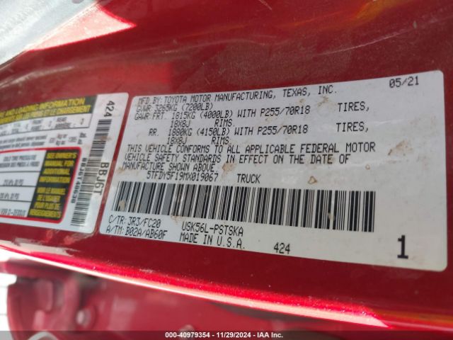 5TFDY5F19MX019067 Toyota Tundra Sr5