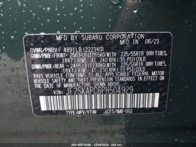 JF2SKAPC6PH504929 Subaru Forester Limited