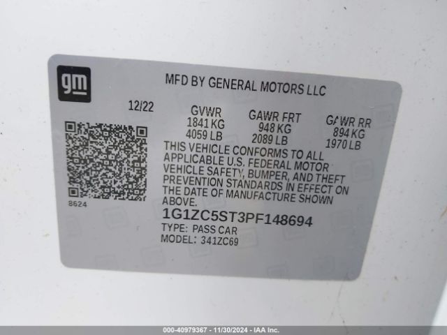 1G1ZC5ST3PF148694 Chevrolet Malibu Fwd 1fl