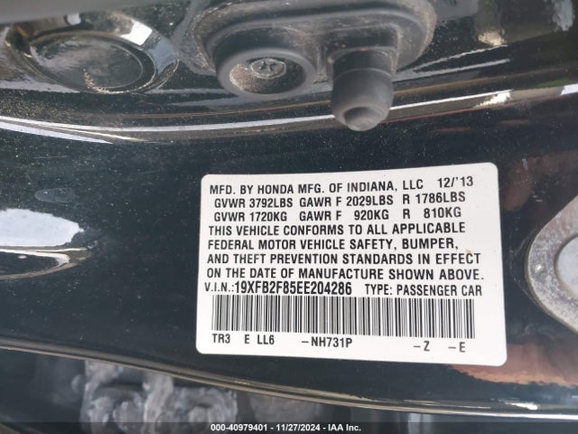 Honda CIVIC EX 2014 19XFB2F85EE204286 Image 9