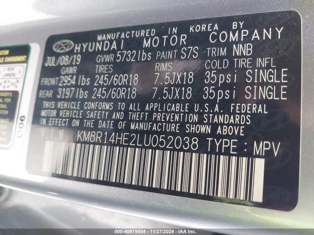 KM8R14HE2LU052038 Hyundai Palisade Se